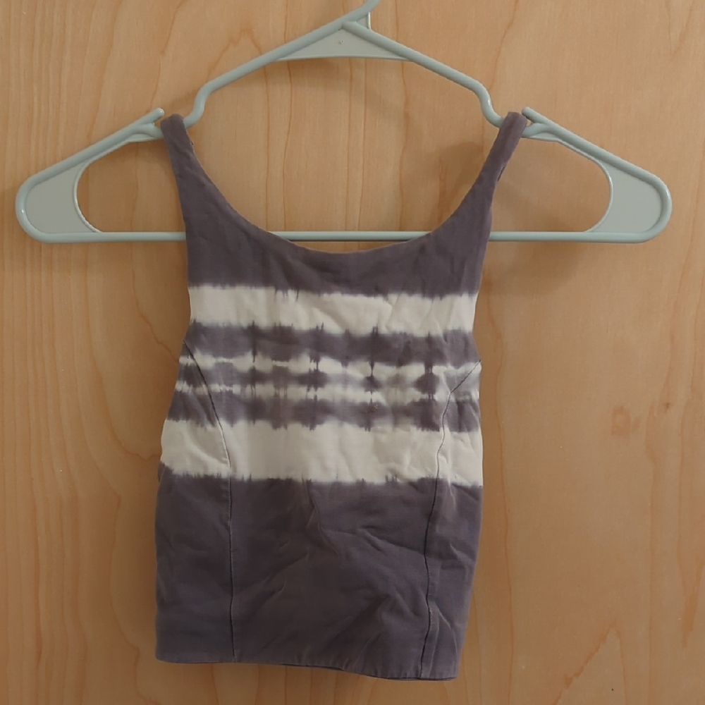 Aerie Grey and White Tie-Dye Sports Bra